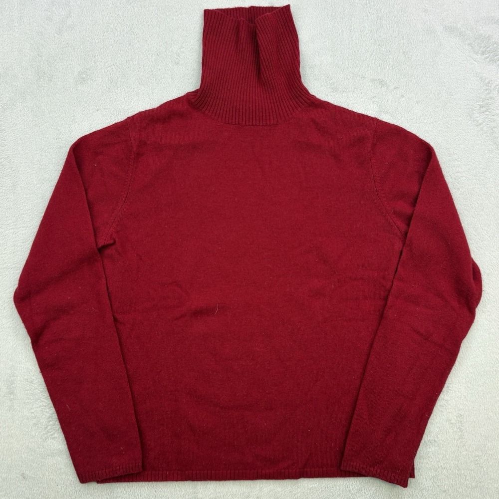 Forte Sweater Womens Medium Red Cashmere Wool Blend Turtleneck Mariele Waithe